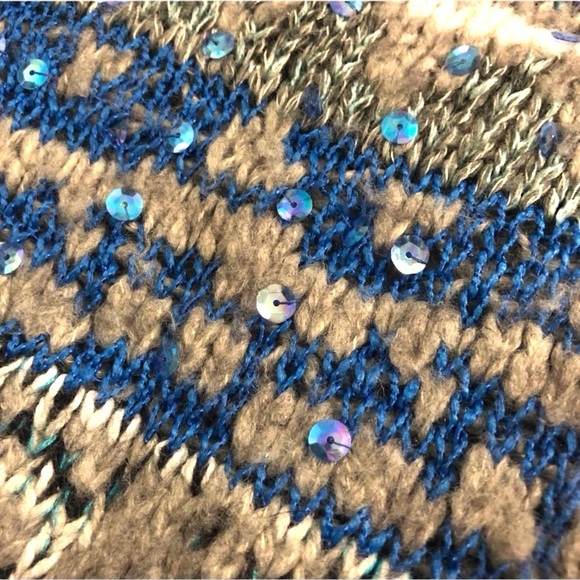 FREE PEOPLE Voluminous Wool/Linen Fair Isle Dolman Sequin Sweater size XS - Picture 11 of 12